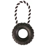 TRIXIE, tire tire toy with string for dogs, rubber, 15cm x 32cm, black