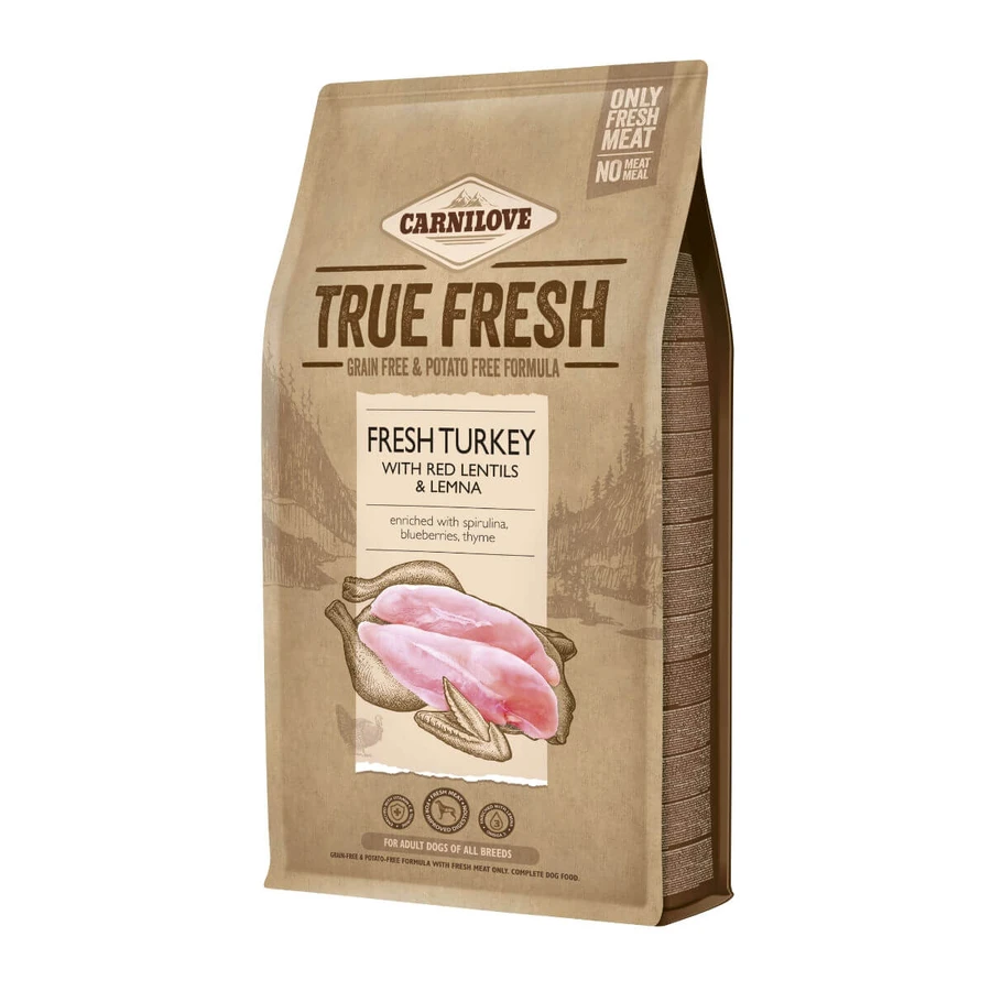 CARNILOVE True Fresh Adult S-XL, Frische Pute mit roten Linsen, getreidefreies Trockenfutter für Hunde, 1,4kg