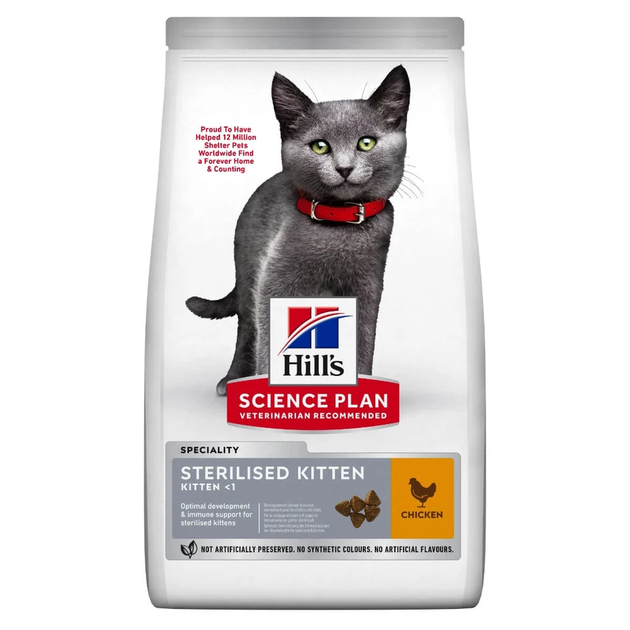 HILL'S Science Plan Kitten Sterilized, Pollo, cibo secco per gatti giovani sterilizzati, 3kg