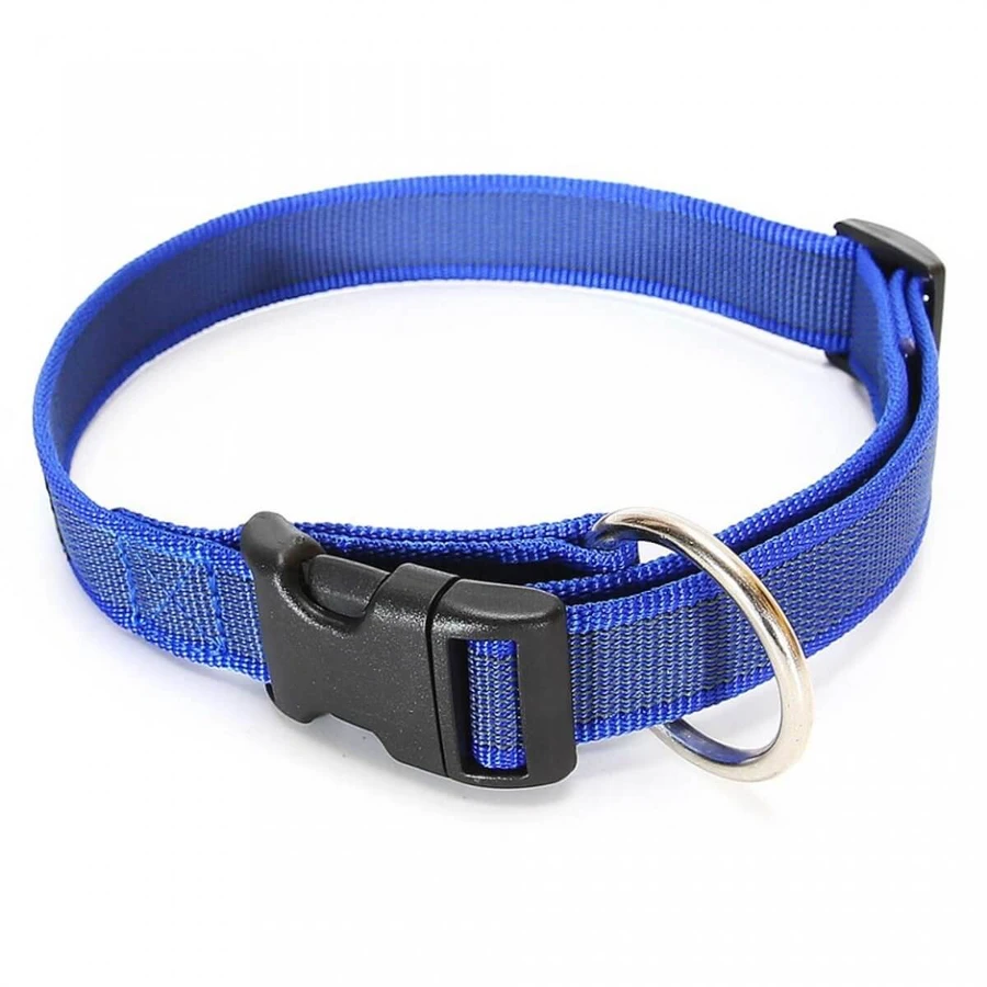 JULIUS-K9 Color & Gray, verstellbares Halsband mit Griff Hunde, Nylon, 25mm x 39-45cm, blau