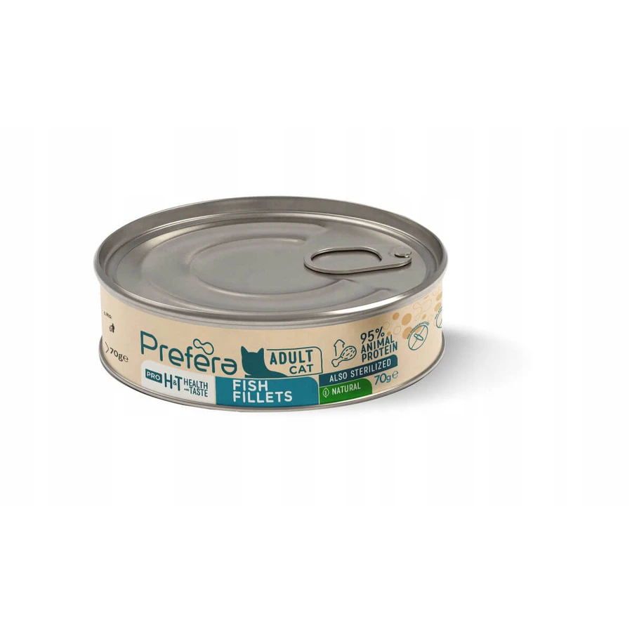 PREFERA Pro H&T H&T Fillets, Fisch, getreidefreies Katzennassfutter in Dosen, (in Suppe), 70g