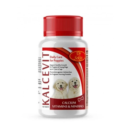 DR. SEKIZ Kalcevit, XS-XL, multivitamin junior & adult dogs, bottle, 500 tablets