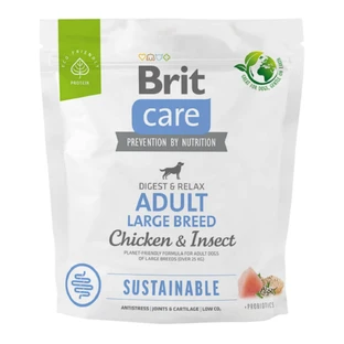 BRIT Care Sustainable Adult Large Breed, L-XL, Chicken and Insects, nourriture sèche pour chiens, système digestif, 1kg