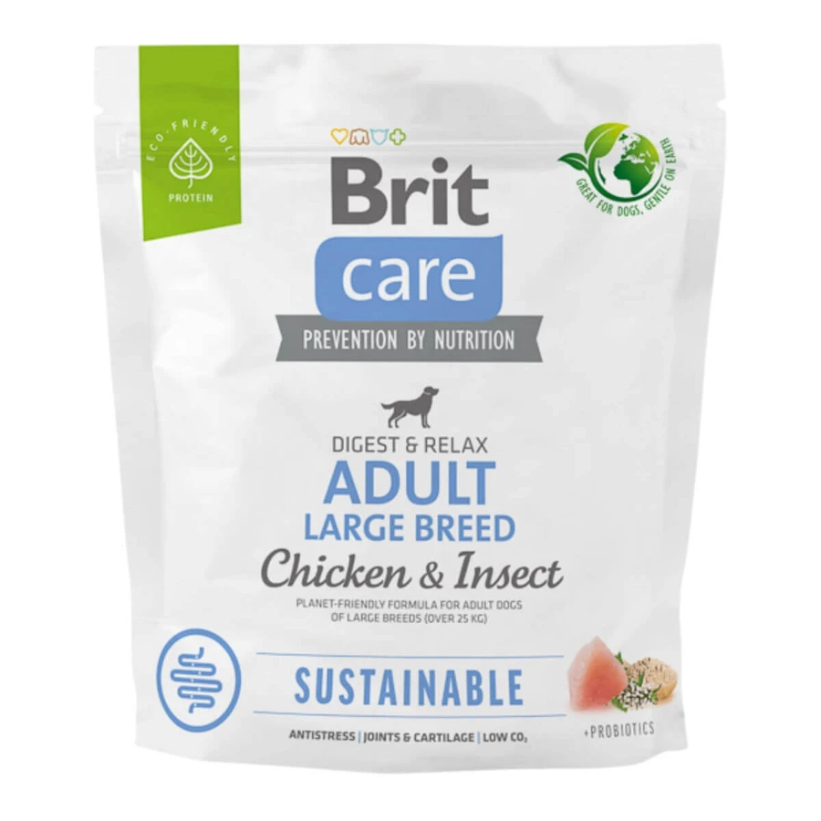 BRIT Care Sustainable Adult Large Breed, L-XL, Chicken and Insects, nourriture sèche pour chiens, système digestif, 1kg