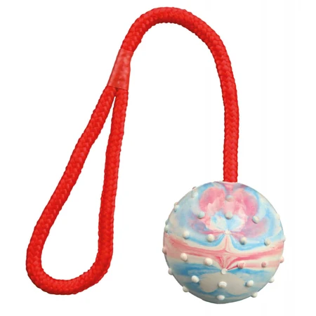 TRIXIE, palla giocattolo riempita di corde per cani, in gomma, 6cm x 30cm, multicolore