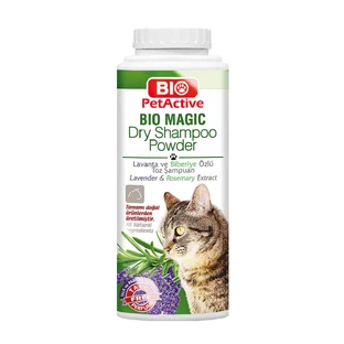 BIO PETACTIVE Bio Magic Dry Shampoo in polvere, shampoo in polvere per gatti, senza risciacquo, flacone, 150g