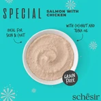 SCHESIR Special Skin & Coat, Salmon and Chicken, sachet of moist cereal-free cat food, skin & fur, (mousse), 70g