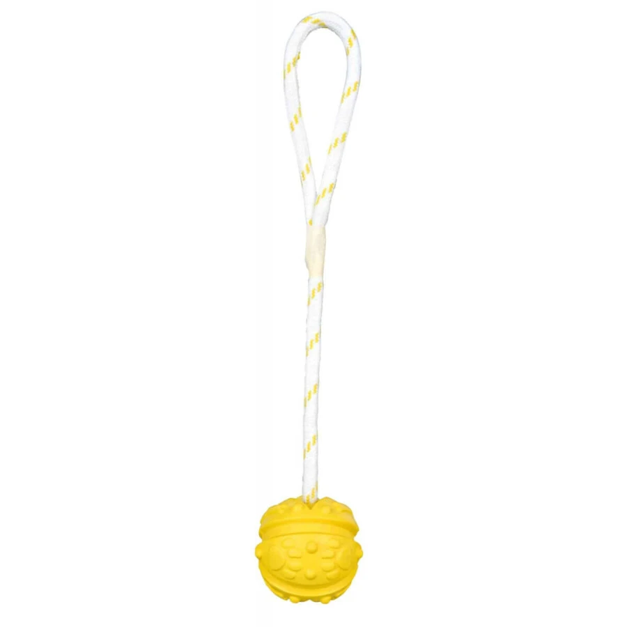 TRIXIE, schwimmendes Ballspielzeug mit Schnur, Hunde, Gummi, 7 x 35cm, multicolor