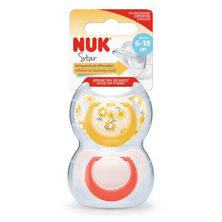 Sucette en silicone Star Flower, 2 pièces, 6-18 mois, Nuk