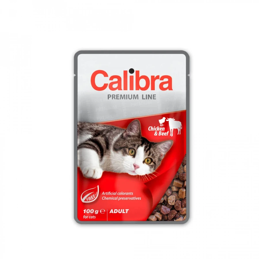 CALIBRA Premium Line, Chicken and Beef, sachet wet cat food, (in own juice), 100g