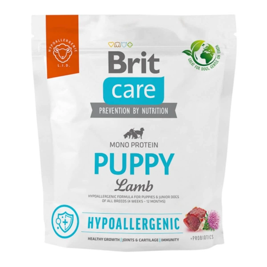 BRIT Care Hypoallergenic Hypoallergenic Puppy, XS-XL, Honey, jednobiałkowa sucha karma dla młodszych psów, układ odpornościowy i alergie, 1kg: ceny i cechy