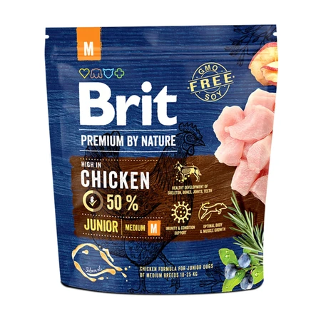 BRIT Premium By Nature Junior Medium Breed, M, Kurczak, sucha karma dla młodych psów, 1kg: ceny i cechy