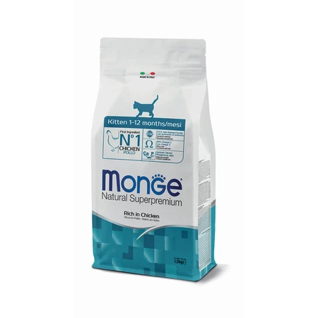 MONGE Natural Superpremium Kitten, Poulet, croquettes pour chat, 1.5kg