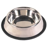 TRIXIE, ciotola per cani, rotonda, antiscivolo, in acciaio inox, argento, S-M(0,7l, ⌀21cm)