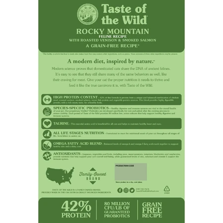 TASTE OF THE WILD Rocky Mountain, Venison en Zalm, graanvrij droogvoer voor katten, 6.6kg