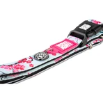MAX & MOLLY Smart ID Cherry Bloom, hondenhalsband, verstelbaar, polyester, blauw en roze, drietand gesp, S(28-45 x 1.5cm)