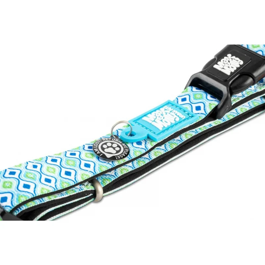 MAX & MOLLY Smart ID Retro Azul, collar para perro, ajustable, poliéster, azul, hebilla tridente, S(28-45 x 1.5cm)