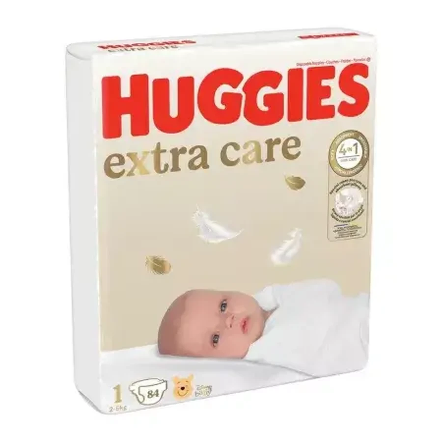 Pañales Extra Care, n.° 1, 2-5 kg, 84 unidades, Huggies