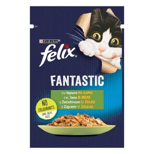 PURINA Felix Fantastic, Konijn, zakje natvoer voor katten, (in aspic), 85g