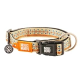MAX & MOLLY Smart ID Ethnic, collar para perro, ajustable, poliéster, beige, hebilla tridente, S(28-45 x 1.5cm)