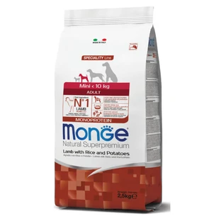 MONGE Natural Superpremium Monoprotein Adult Mini, XS-S, Honey and Rice, dry food for dogs, 2.5kg