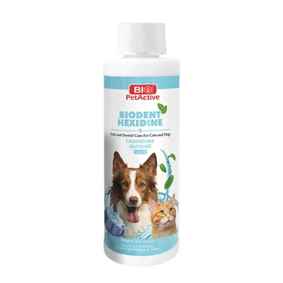 BIO PETACTIVE Biodent Hexidine Oral & Dental Care, XS-XL, płyn do płukania jamy ustnej dla psów i kotów, antybakteryjny, przeciw kamieniowi nazębnemu, butelka, 50ml