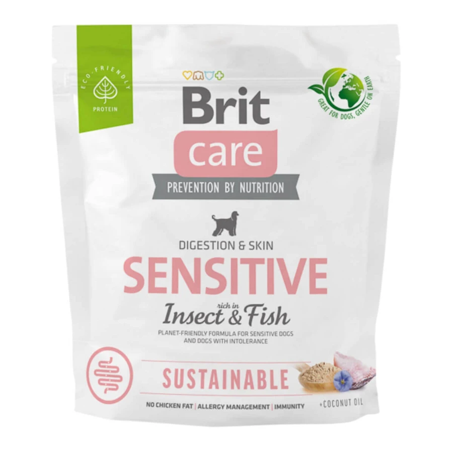 BRIT Care Sustainable Sensitive, XS-XL, Insecten & Vis, droog hondenvoer, huid & vacht, spijsverteringsstelsel, 1kg