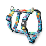 MAX & MOLLY Little Monsters, pettorina doppia (petto e schiena) per cani, poliestere, blu, fibbia a tridente, S(43-53 x 1,5 cm)