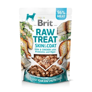 BRIT Raw Treat Skin & Coat XS-XL, Fish & Chicken, sachet de friandises fonctionnelles pour chien, peau et fourrure, 40g