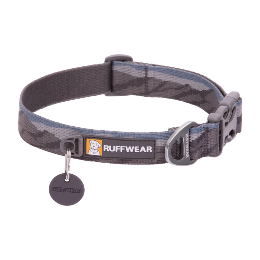RUFFWEAR Flat Out Rocky Mountains, collare regolabile per cani, blu e grigio, L(51-66 x 2,5 cm)