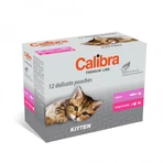 CALIBRA Premium Line Kitten , Salmón y Pavo, comida húmeda en sobres para gatos junior, (en salsa), multipack, 100g x 12pcs