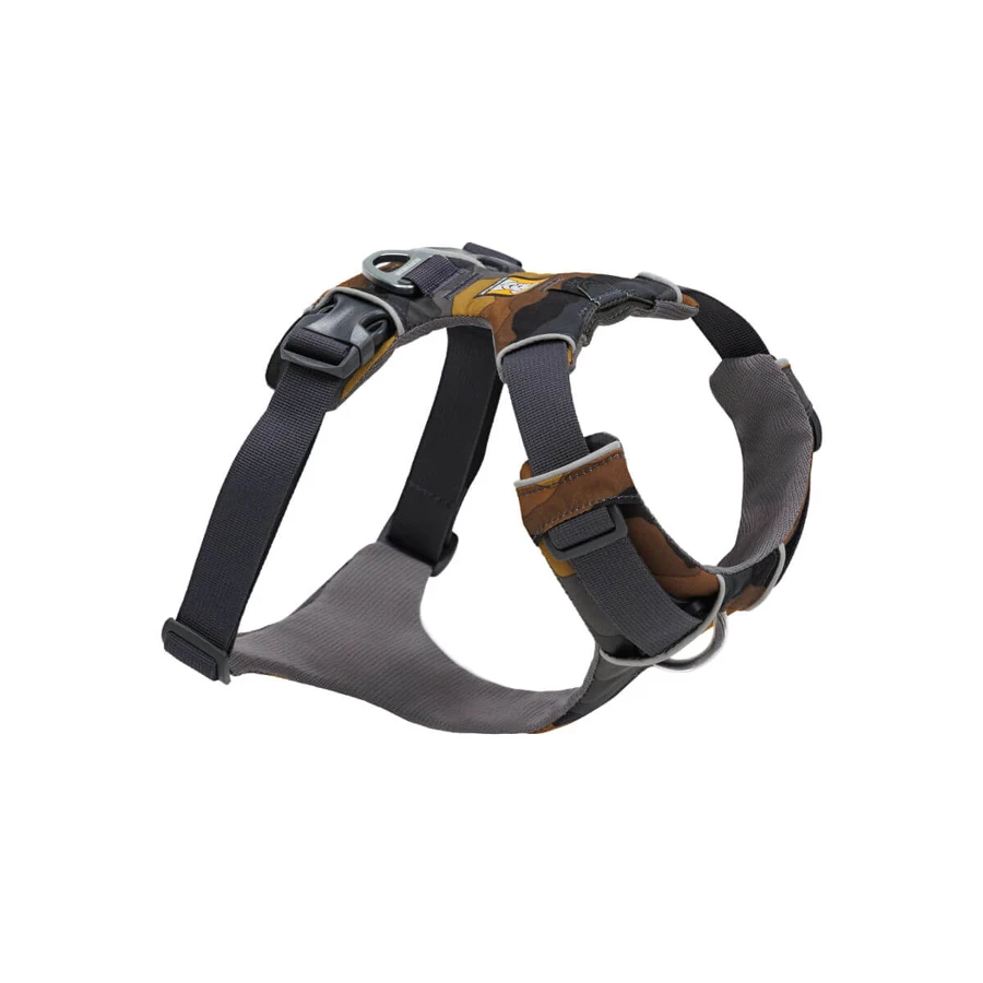 RUFFWEAR Front Rage Moonlight Mountains, harnais double (poitrine et dos) pour chien de dressage, réglable, réfléchissant, marron et gris, S(56-69cm)