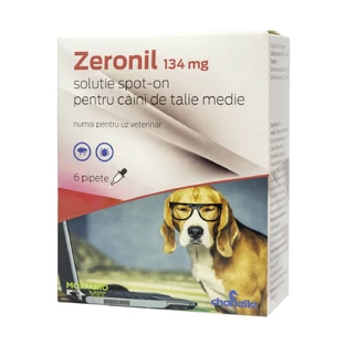 ZERONIL, odrobaczanie zewnętrzne psów, S-M (10 - 20kg), pipety, 134mg x 6szt.