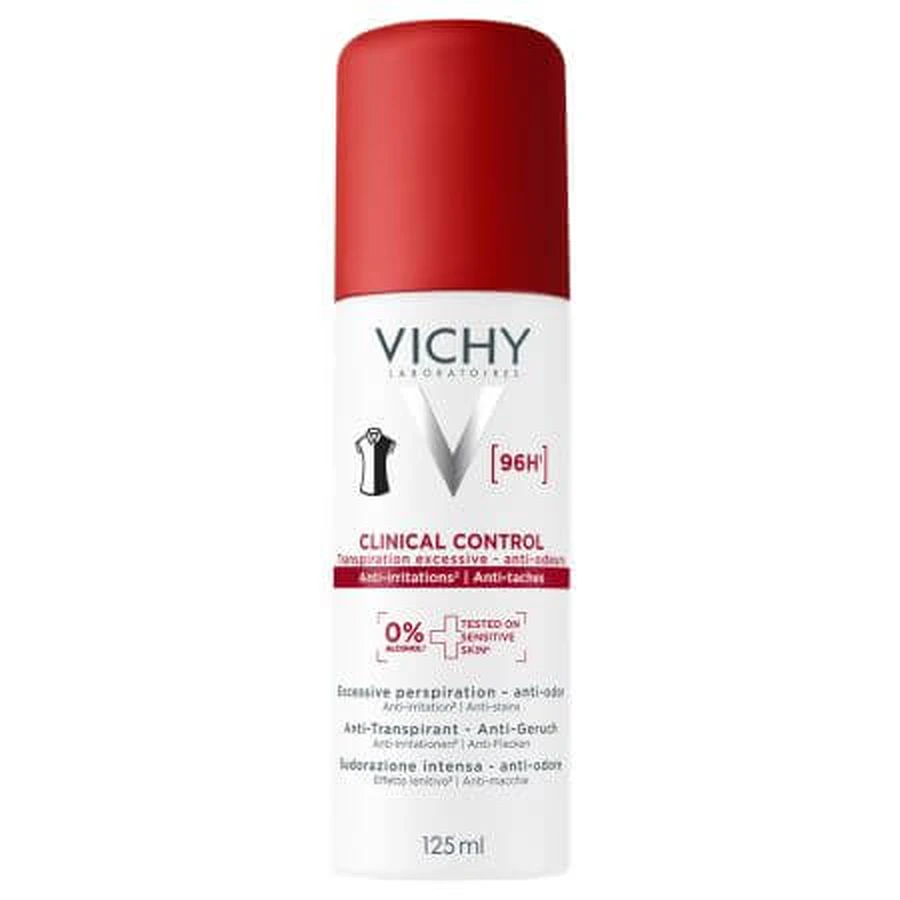 Spray anti-transpirant pour femmes contre les mauvaises odeurs Clinical Control 96H, 125 ml, Vichy