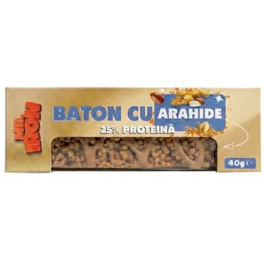 Barre croustillante aux cacahuètes, 40 g, Mister Iron