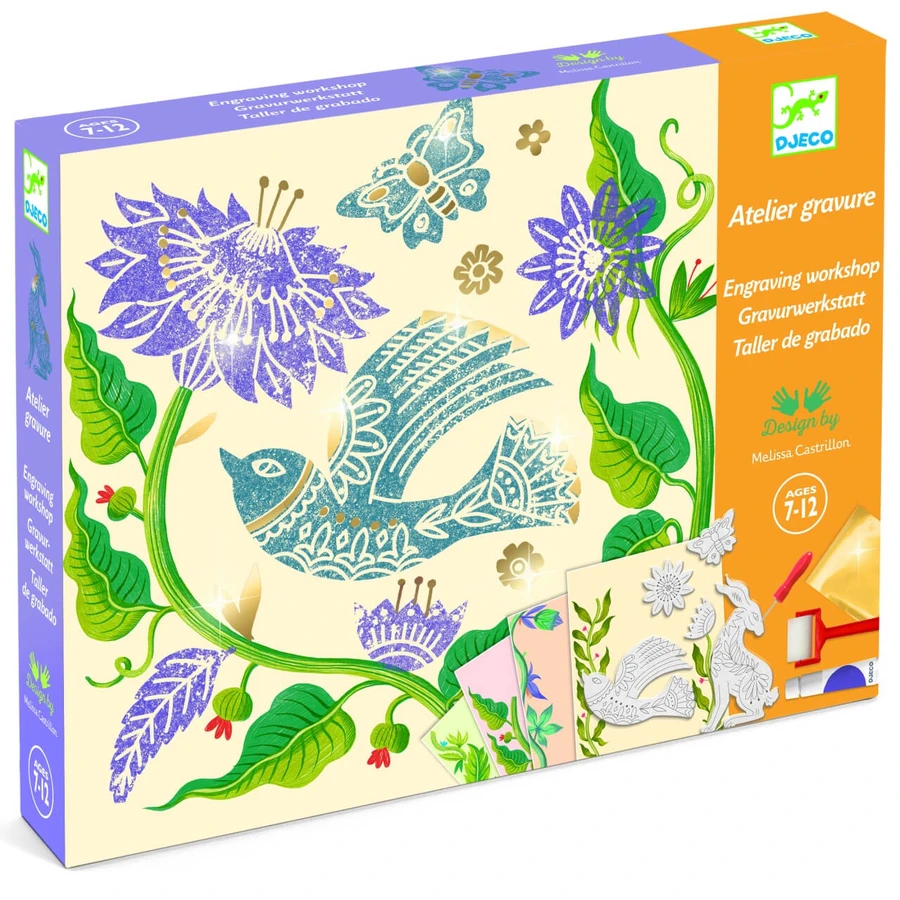 Atelier creativ de gravura Pasiune pentru flori, Djeco