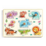 Puzzle din lemn cu animale salbatice, Djeco