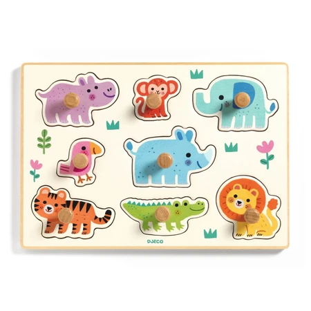 Puzzle din lemn cu animale salbatice, Djeco