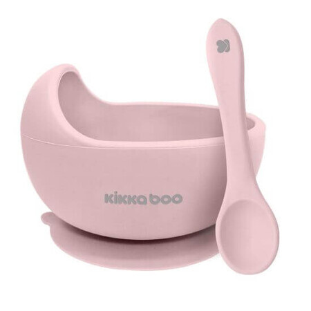 Set pappa 2 pezzi, ciotola in silicone con ventosa e cucchiaino Yummy, Rosa, Kikka Boo