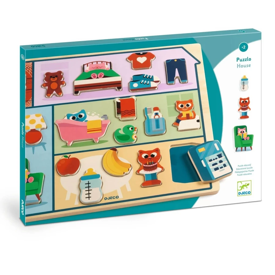 Puzzle din lemn Acasa, Djeco