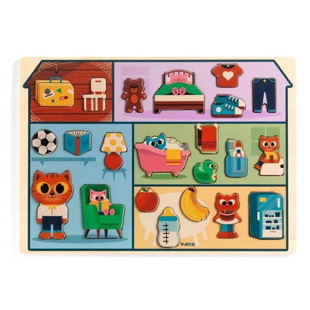 Puzzle din lemn Acasa, Djeco