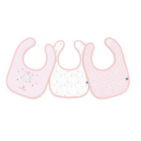 Lot de 3 bavoirs imperméables en tissu éponge, rose, Kikka Boo