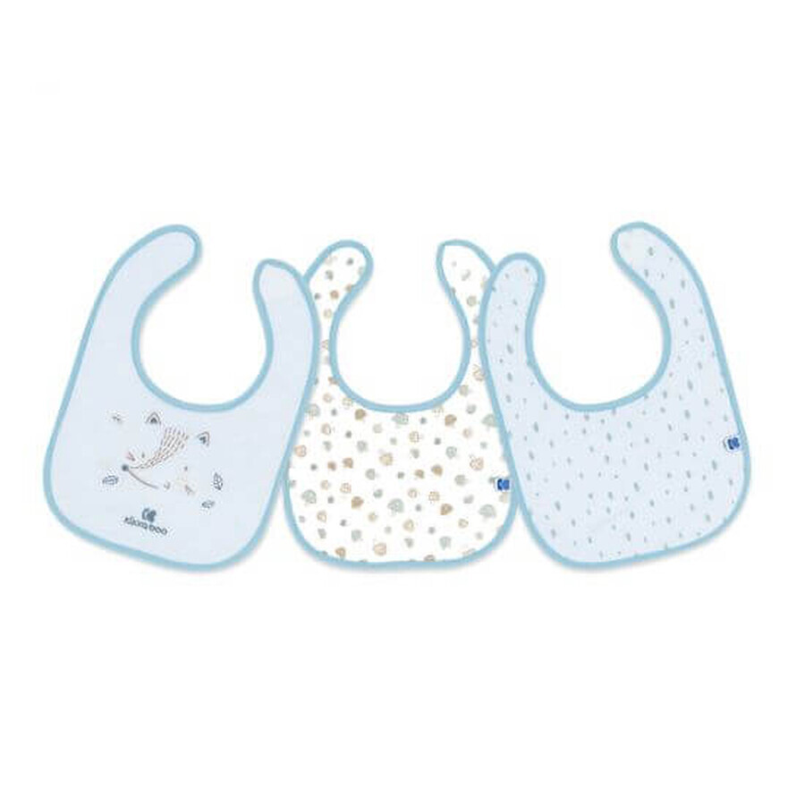 Lot de 3 bavoirs imperméables en tissu éponge, bleu, Kikka Boo