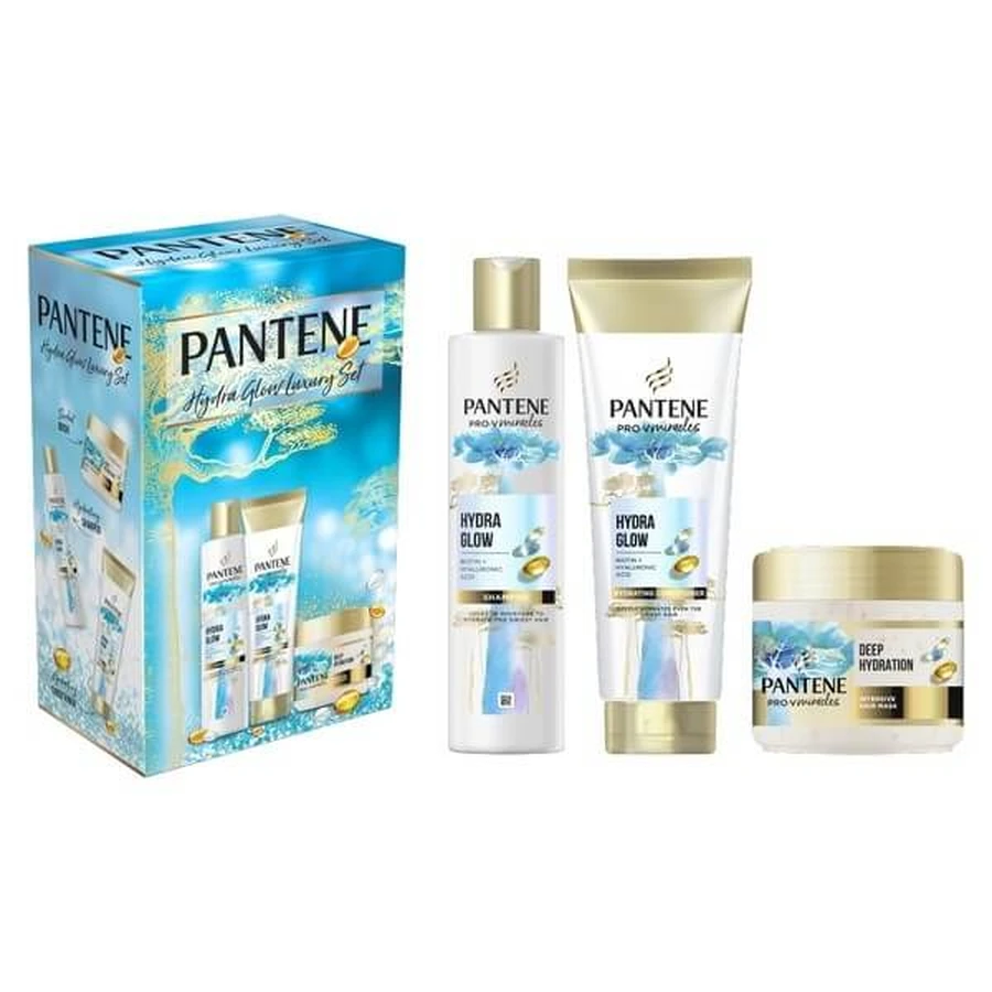 Kit Pantene Pro-V Miracles Hydra Glow, șampon, 300 ml + balsam, 200 ml + mască, 160 ml
