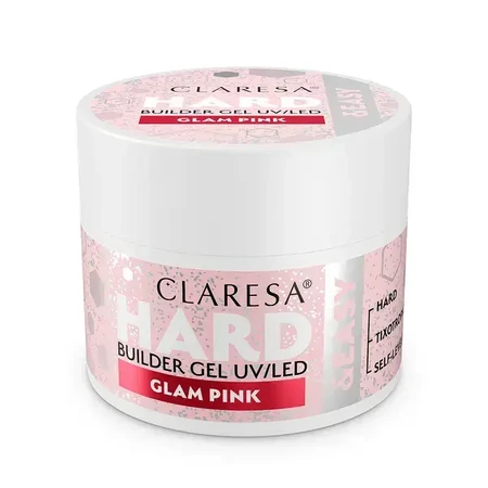 Claresa Hard&amp;Easy Builder Gel, gel de construcción de uñas, Glam Pink, 45 g