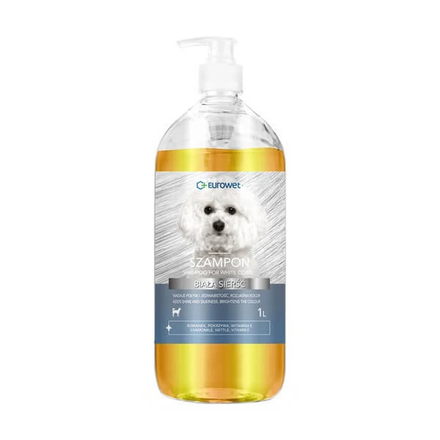 Eurowet Shampooing poils blancs pour chiens, 1l