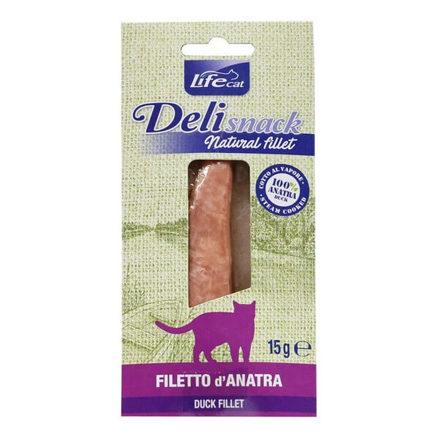Life Cat Deli Snack Duck Fillets, mâncare de rață gătită pentru pisici, 15 g