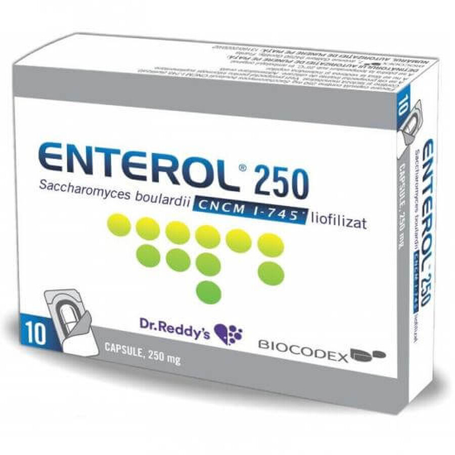 Enterol 250 mg, 10 cápsulas, Dr. Reddys