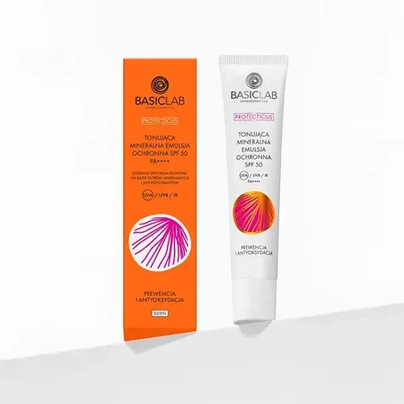 BasicLab Proteticus, emulsión mineral tonificante SPF 50 PPD 19.8 Prevención y Antioxidante, 40 ml