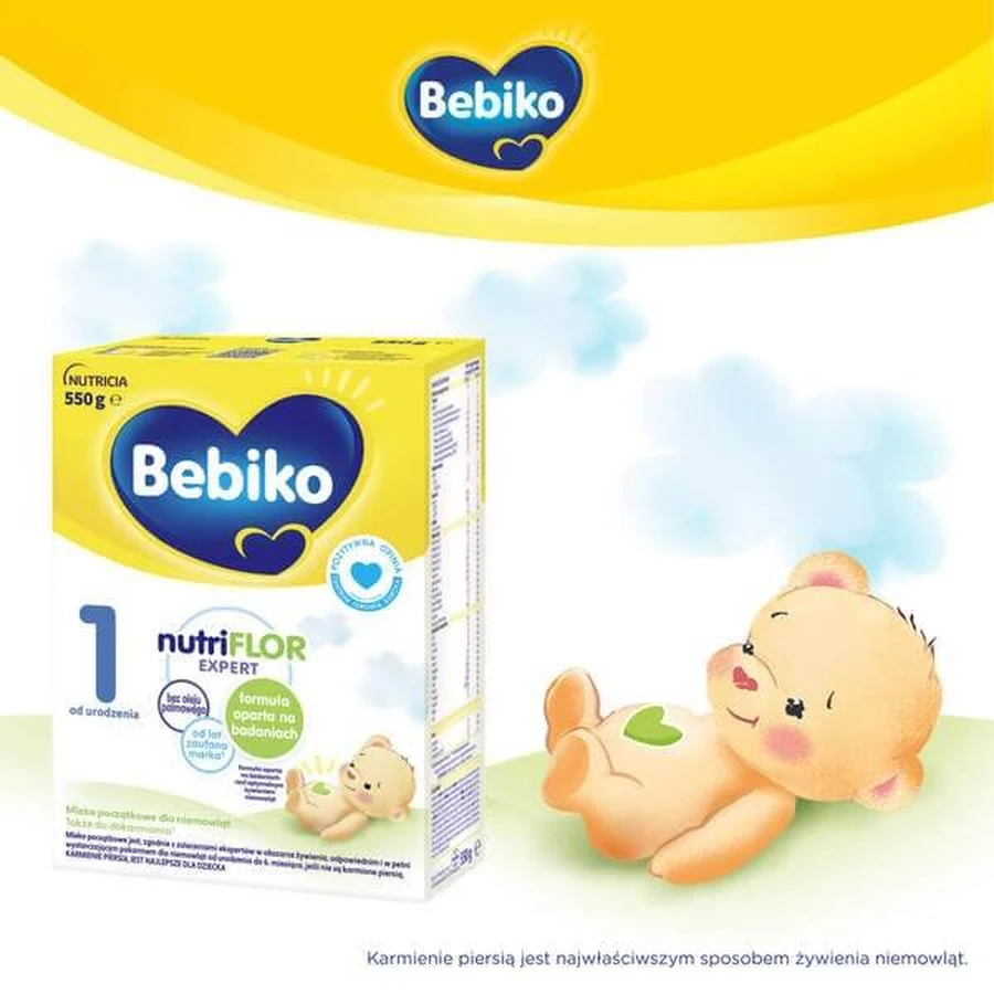 Bebiko 1 nutriFLOR Expert, lait infantile pour bébés dès la naissance, poudre, 550 g